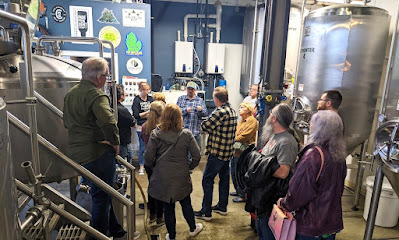 Group tour around a brewery