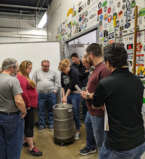 Group tour around a brewery