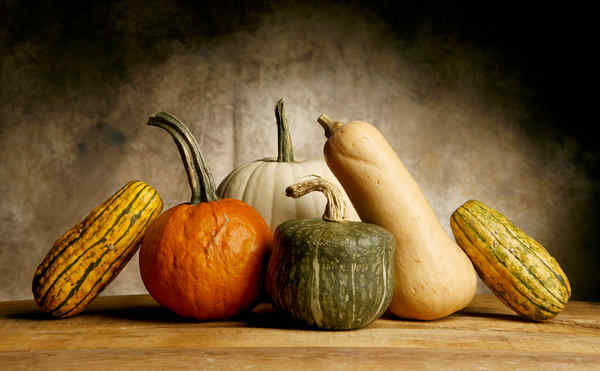 Pumpkins arranged