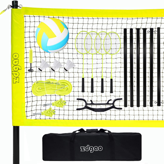 Portable volleyball & badminton set