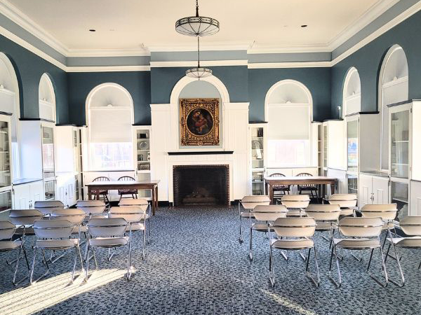 Community Room interior with chairs placed in auditorium-style seating