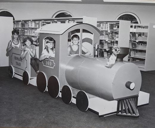 The Cromaine Train in the Youth department of the Library. Photo taken for the September 1980 installment of Community Life. 