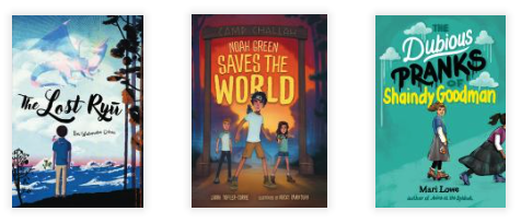 Tween book covers: The Lost Ryu, Noah Green Saves the World, and The Dubious Pranks of Shaindy Goodman