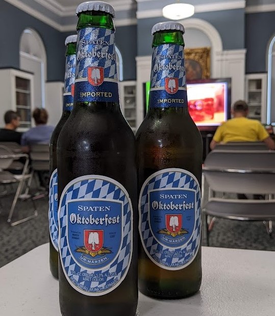 Bottles of Spaten Oktoberfest Marzen in the Community Room. 