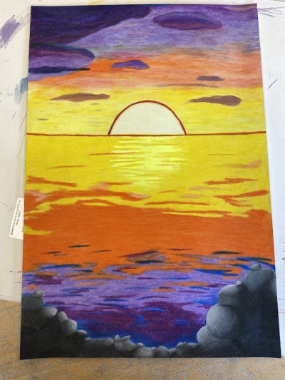 Colored Pencil Sunrise canvas