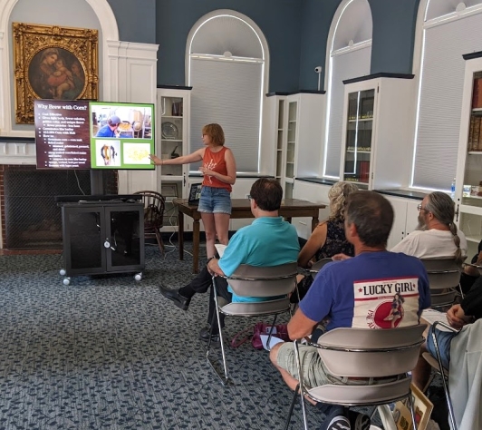 Ale Together Now: Mexican Clara Cervezas program image showing the presenter at the front of the room and guests sitting auditorium-style