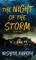 Large house under a dark sky and rain. Title above image and author below.