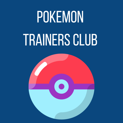 "Pokemon Trainers Club" with pokeball. 