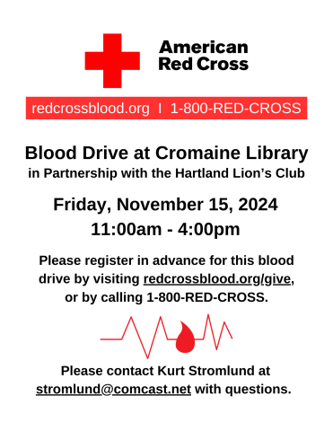 A flyer for the Red Cross Blood Drive. 