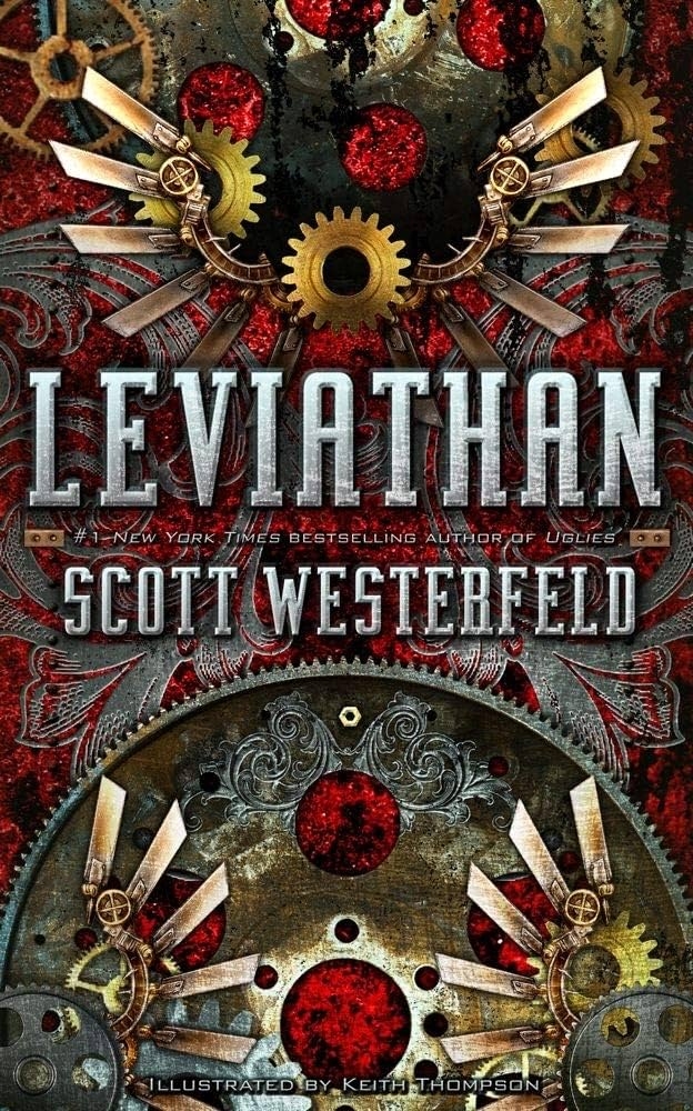 Book cover of Leviathan by Scott Westerfeld. 