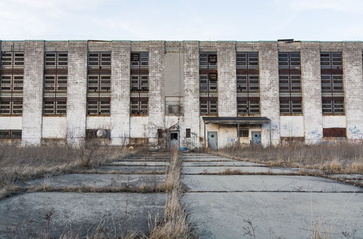 Exterior of the Detroit House of Corrections. 