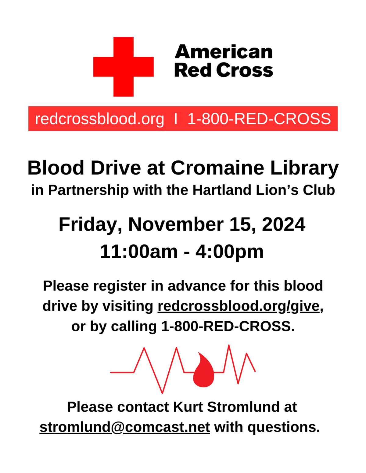 A flyer for the Red Cross Blood Drive. 